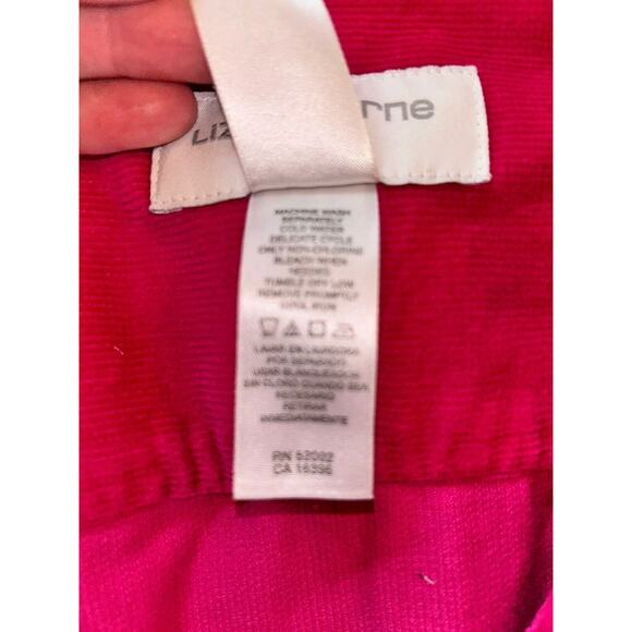 Liz Claiborne Pink Corduroy Jacket Retro Style Collared Button Up Casual Coat - Picture 9 of 9